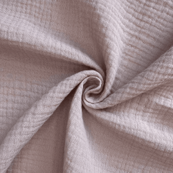 Ткань Муслин Жатый, цвет Пыльно-Розовый (на отрез)  в Раменском