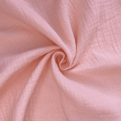 Ткань Муслин Жатый, цвет Нежно-Розовый (на отрез)  в Раменском