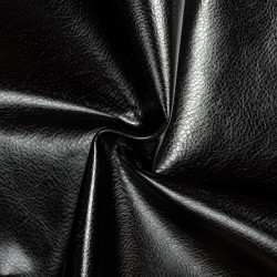 Ткань Дерматин (Кожзам) для мебели, цвет Черный (на отрез)  в Раменском